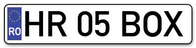 Placuta inmatriculare numar auto  HR-05-BOX, HR 05 BOX, HR05BOX