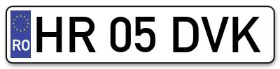 Placuta inmatriculare numar auto  HR-05-DVK, HR 05 DVK, HR05DVK
