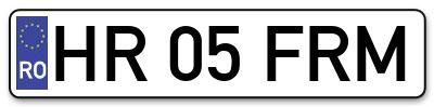 Placuta inmatriculare numar auto  HR-05-FRM, HR 05 FRM, HR05FRM