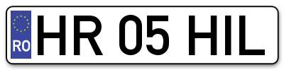 Placuta inmatriculare numar auto  HR-05-HIL, HR 05 HIL, HR05HIL