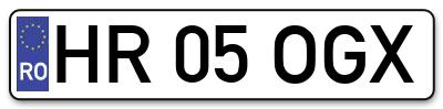 Placuta inmatriculare numar auto  HR-05-OGX, HR 05 OGX, HR05OGX