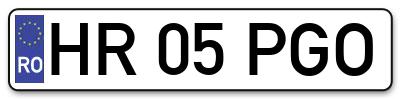 Placuta inmatriculare numar auto  HR-05-PGO, HR 05 PGO, HR05PGO