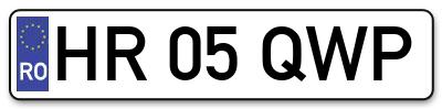 Placuta inmatriculare numar auto  HR-05-QWP, HR 05 QWP, HR05QWP