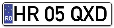 Placuta inmatriculare numar auto  HR-05-QXD, HR 05 QXD, HR05QXD