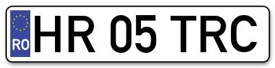 Placuta inmatriculare numar auto  HR-05-TRC, HR 05 TRC, HR05TRC