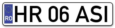 Placuta inmatriculare numar auto  HR-06-ASI, HR 06 ASI, HR06ASI