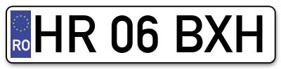 Placuta inmatriculare numar auto  HR-06-BXH, HR 06 BXH, HR06BXH