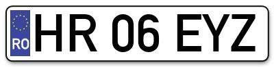 Placuta inmatriculare numar auto  HR-06-EYZ, HR 06 EYZ, HR06EYZ
