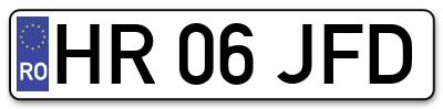 Placuta inmatriculare numar auto  HR-06-JFD, HR 06 JFD, HR06JFD