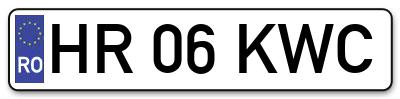 Placuta inmatriculare numar auto  HR-06-KWC, HR 06 KWC, HR06KWC