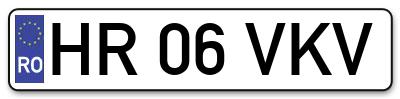 Placuta inmatriculare numar auto  HR-06-VKV, HR 06 VKV, HR06VKV