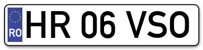 Placuta inmatriculare numar auto  HR-06-VSO, HR 06 VSO, HR06VSO