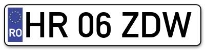Placuta inmatriculare numar auto  HR-06-ZDW, HR 06 ZDW, HR06ZDW