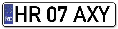 Placuta inmatriculare numar auto  HR-07-AXY, HR 07 AXY, HR07AXY