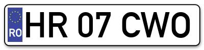 Placuta inmatriculare numar auto  HR-07-CWO, HR 07 CWO, HR07CWO