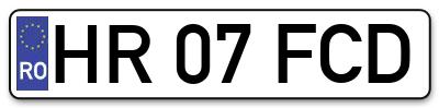 Placuta inmatriculare numar auto  HR-07-FCD, HR 07 FCD, HR07FCD