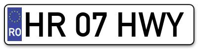 Placuta inmatriculare numar auto  HR-07-HWY, HR 07 HWY, HR07HWY