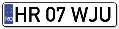 Placuta inmatriculare numar auto  HR-07-WJU, HR 07 WJU, HR07WJU