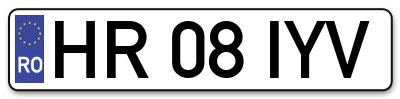 Placuta inmatriculare numar auto  HR-08-IYV, HR 08 IYV, HR08IYV