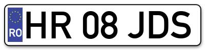 Placuta inmatriculare numar auto  HR-08-JDS, HR 08 JDS, HR08JDS