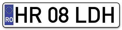 Placuta inmatriculare numar auto  HR-08-LDH, HR 08 LDH, HR08LDH