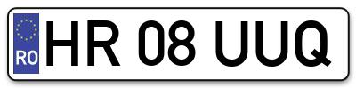 Placuta inmatriculare numar auto  HR-08-UUQ, HR 08 UUQ, HR08UUQ