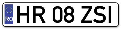 Placuta inmatriculare numar auto  HR-08-ZSI, HR 08 ZSI, HR08ZSI