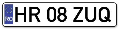 Placuta inmatriculare numar auto  HR-08-ZUQ, HR 08 ZUQ, HR08ZUQ