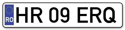 Placuta inmatriculare numar auto  HR-09-ERQ, HR 09 ERQ, HR09ERQ