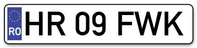 Placuta inmatriculare numar auto  HR-09-FWK, HR 09 FWK, HR09FWK