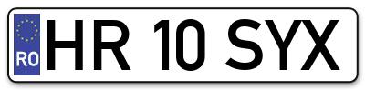 Placuta inmatriculare numar auto  HR-10-SYX, HR 10 SYX, HR10SYX