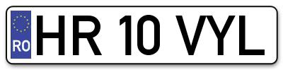 Placuta inmatriculare numar auto  HR-10-VYL, HR 10 VYL, HR10VYL