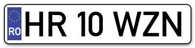 Placuta inmatriculare numar auto  HR-10-WZN, HR 10 WZN, HR10WZN