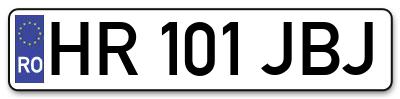 Placuta inmatriculare numar auto  HR-101-JBJ, HR 101 JBJ, HR101JBJ