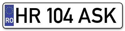 Placuta inmatriculare numar auto  HR-104-ASK, HR 104 ASK, HR104ASK