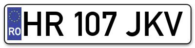 Placuta inmatriculare numar auto  HR-107-JKV, HR 107 JKV, HR107JKV