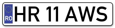 Placuta inmatriculare numar auto  HR-11-AWS, HR 11 AWS, HR11AWS