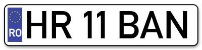 Placuta inmatriculare numar auto  HR-11-BAN, HR 11 BAN, HR11BAN