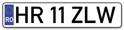 Placuta inmatriculare numar auto  HR-11-ZLW, HR 11 ZLW, HR11ZLW