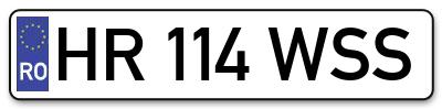 Placuta inmatriculare numar auto  HR-114-WSS, HR 114 WSS, HR114WSS