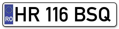 Placuta inmatriculare numar auto  HR-116-BSQ, HR 116 BSQ, HR116BSQ