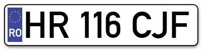 Placuta inmatriculare numar auto  HR-116-CJF, HR 116 CJF, HR116CJF