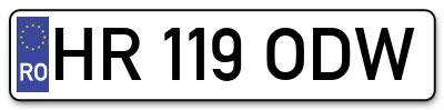 Placuta inmatriculare numar auto  HR-119-ODW, HR 119 ODW, HR119ODW