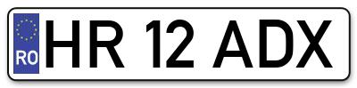 Placuta inmatriculare numar auto  HR-12-ADX, HR 12 ADX, HR12ADX