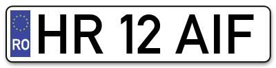 Placuta inmatriculare numar auto  HR-12-AIF, HR 12 AIF, HR12AIF