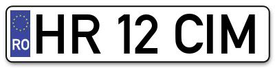 Placuta inmatriculare numar auto  HR-12-CIM, HR 12 CIM, HR12CIM