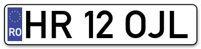 Placuta inmatriculare numar auto  HR-12-OJL, HR 12 OJL, HR12OJL
