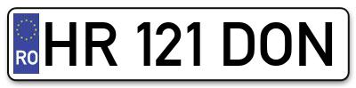 Placuta inmatriculare numar auto  HR-121-DON, HR 121 DON, HR121DON