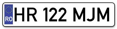 Placuta inmatriculare numar auto  HR-122-MJM, HR 122 MJM, HR122MJM