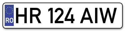 Placuta inmatriculare numar auto  HR-124-AIW, HR 124 AIW, HR124AIW